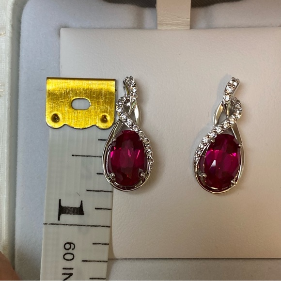 -Sterling silver ruby earrings - Picture 6 of 6